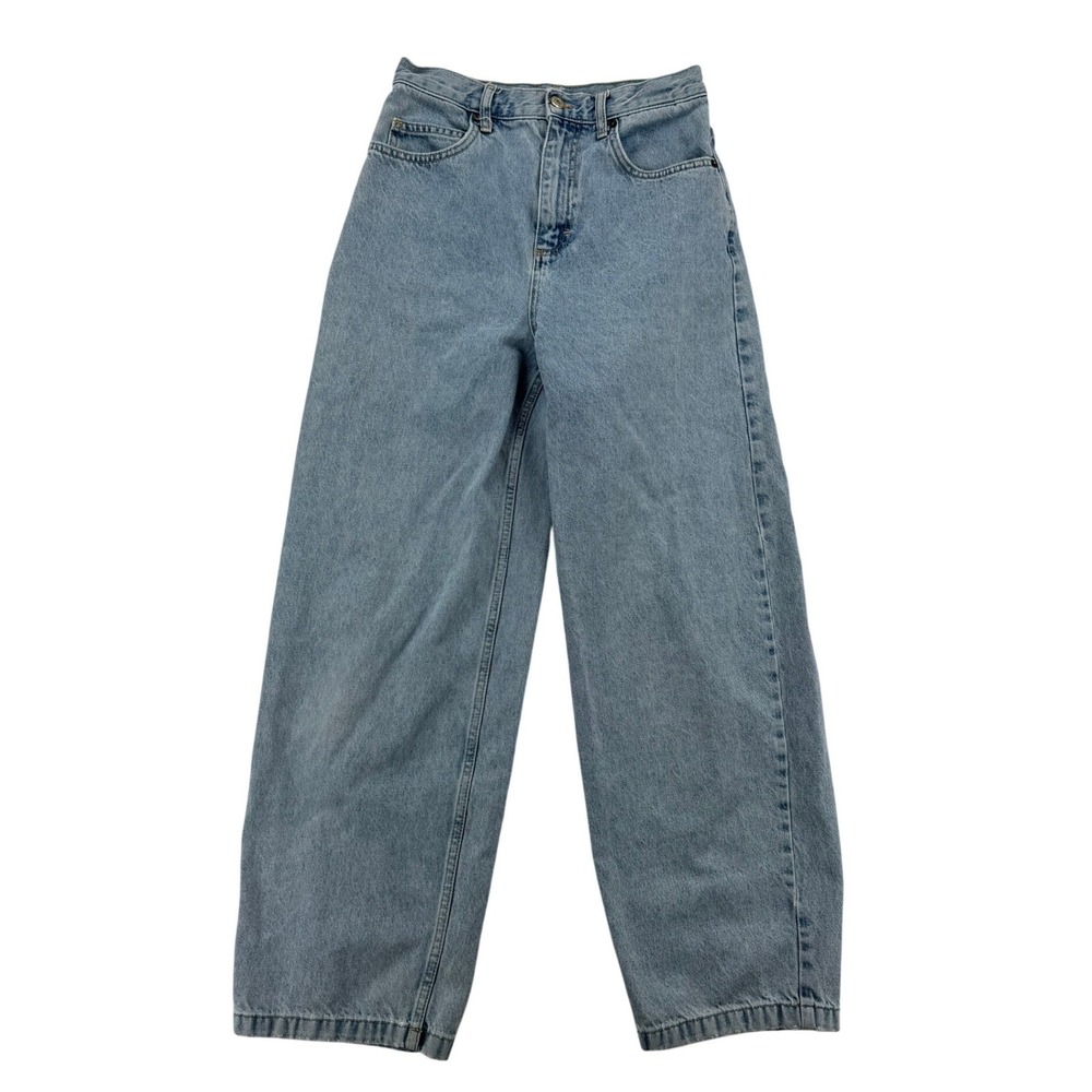 Topshop Peggy Wide Leg Jeans Women 26 Light Blue Excellent High Rise Baggy Denim
